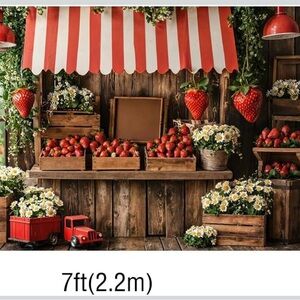 Red and White Striped Market Backdrop